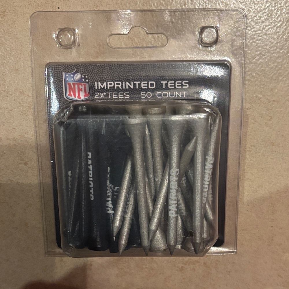 NFL New England Patriots Branded Blue and Silver Golf Tees 25 Navy 25 Silver